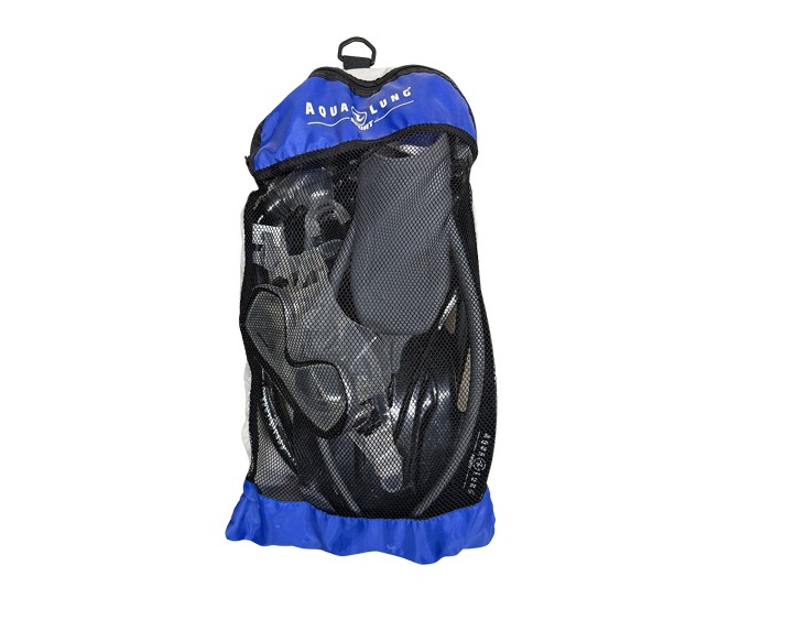 Kit snorkel Aqualung Negro Sport con bolsa azul talla 38-41